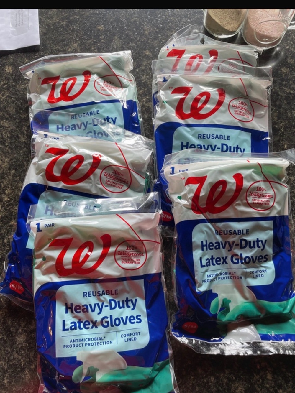 6 pairs Reusable Heavy-Duty Latex Gloves - size S/M